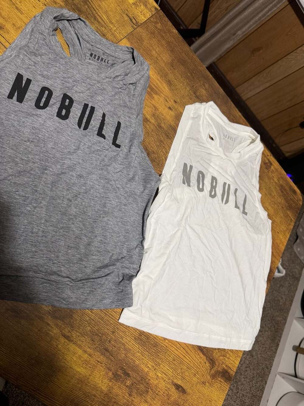 NOBULL Women's Athletic Tank Top Lot Size Small Gray and White